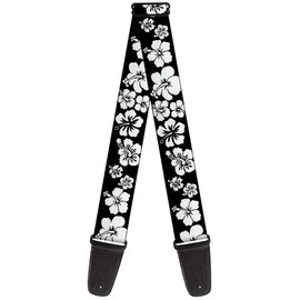 Buckle-Down Guitar Strap - Hibiscus Black/White - 2" Wide - 29-54" Length