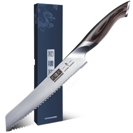 HOSHANHO Bread Knife 8 inch, Japanese High Carbon Stainless Steel Serrated Bread Knife, Professional Bread Cutting Knife for Homemade Bread