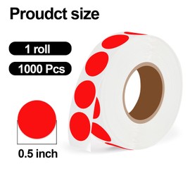 1000PCS Round Color-Code Dot Stickers 1/2 Inch Red Circle Colorful Coding Label Sticker for Home Office Classroom Marking Yard Garage Sale Price(Red)