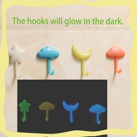 36 pcs Adhesive Hooks Utility Wall Key Hooks for Decorative Holder Rack Towels, Hats, Shower, Kitchen, Living Room, Office,Bar Cafe Decor -Glow in Dark Wall Hooks for Party Favors Gift (12, yellow)