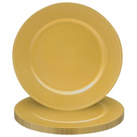 JEVERGN 10 Pack Gold Charger Plates, 13" Beaded Chargers for Dinner Plates, Gold Plate Chargers Set of 10, Round Plastic Charger for Wedding, Party Event, Dinner, Table Setting
