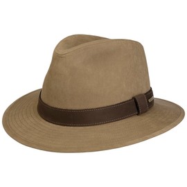 Stetson Waxed Traveller Fabric Hat Leather Set Summer Winter Men, light beige, M