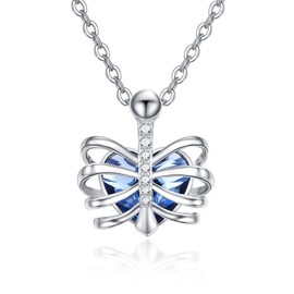 PRAYMOS Skull Heart Crystal Necklace 925 Sterling Silver Skeleton Pendant Gothic Chain Jewellery Gifts for Women Men, Sterling Silver, Zircon