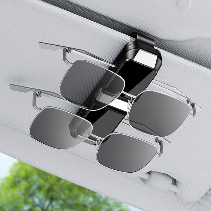 Sunglass Holder for Car Visor Clip Double-Headed, Push-Button Opening Car