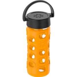 Lifefactory 12-Ounce BPA-Free Glass Water Bottle with Classic Cap and Protective Silicone Sleeve, Marigold