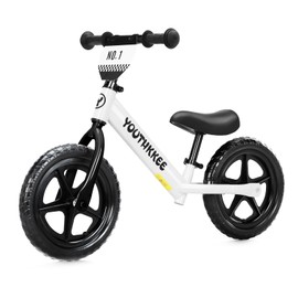 Youthkkee 12 Inch Toddler Balance Bike for 2-5 Year Olds, No-Pedal Bike with Tool-Free Adjustable Seat, Quick Assembly, Gift for 2-3 Year Old Boys & Girls with Customizable Plate
