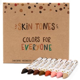 Hautfarben Skin Tone Wax Crayons for Children, Colours for Everyone, 8 Realistic Shades for Diversity, Eco-Friendly, Beeswax, Plastic-Free, Age 3+, Gift for Kids