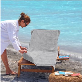CalmyBEACH Frottee Schonbezug für Gartenliegen - 200x75cm Bezug 100% Baumwolle Sonnenliege Auflage Strandliege Strandliegenauflage Liegenauflage (Grau)