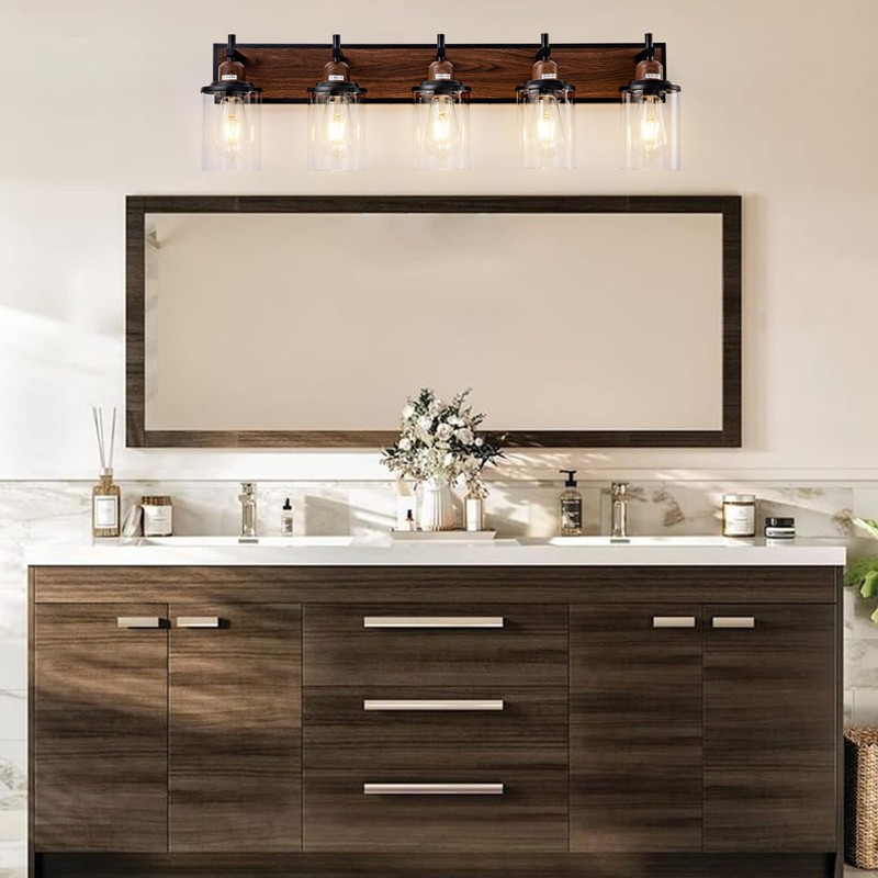 Lanhall 5-Light Farmhouse Bathroom Light Fixtures Vintage Bathroom Vanity Lights