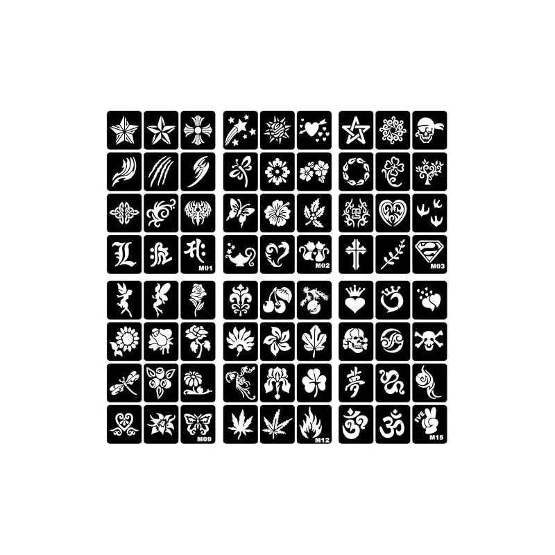 Temporary Tattoo Stencils Kit - 6 Sheets, A4 Size, Star