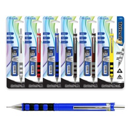 BAZIC Mechanical Pencil 0.7mm Tritech Soft Grip, Refill 2B Ceramic Pencils Lead, Latex Free Eraser, for Drafting Drawing Sketching, 6-Packs