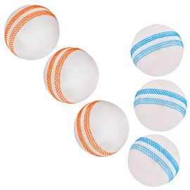 Kosma Set of 6pc Wind Ball Cricket Balls | Soft Training Balls | Indoor Outdoor Practice Ball (3 White with blue seam,3 White with Orange seam)