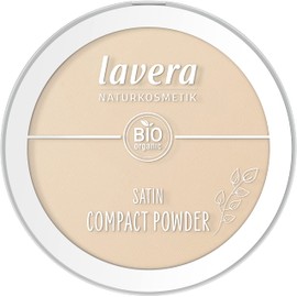 lavera Satin Compact Powder - Medium 02- Nude - Organic Almond Oil & Organic Rice Powder - Vegan - Mattifying - Long-Lasting - Velvety Texture (1 x 9.5 g)