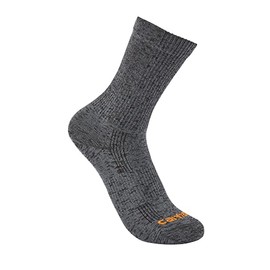 Carhartt Women's Lightweight Durable Nylon Blend Short Crew Sock, Carbon Heather, Large