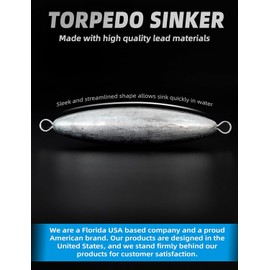 BLUEWING 3oz Torpedo Sinker Through Wire Fishing Weight Sinkers Saltwater Bullet Lead Fishing Sinkers Double Ringed One Piece Wire Trolling Weight Sinker