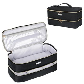 LEFOR·Z - Funda de viaje de doble capa compatible con secador de pelo Dyson Supersonic, bolsa organizadora de almacenamiento portátil para secador de pelo y accesorios, color negro