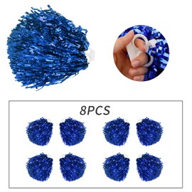 Pack of 8 Cheerleader Pompoms, Cheerleading Poms, Plastic Cheerleader Pompoms, Cheerleader Pompoms, Hand Flowers, Sports Pompoms, for School, Sports, Dance, Carnival Parties (B)