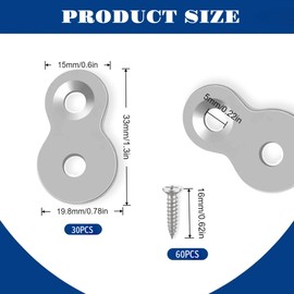 Ojeemii 30PCS Figure 8 Fastener with Screws, Heavy Duty Table Top Fasteners, 12 Gauge Steel Desk Top Connectors