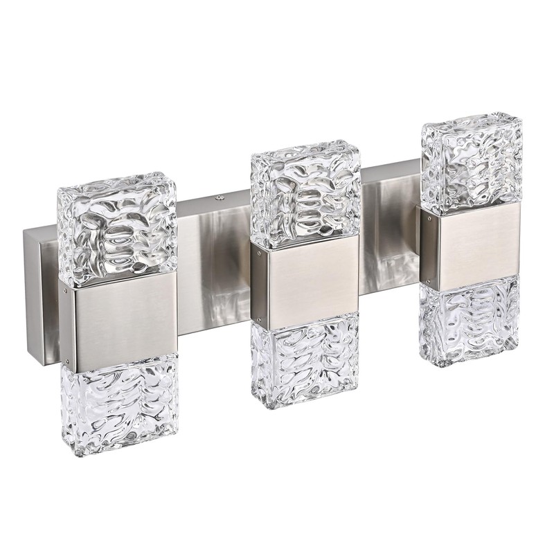 MELUCEE 3-Light Brushed Nickel Vanity Light Bar LED Bathroom Lighting