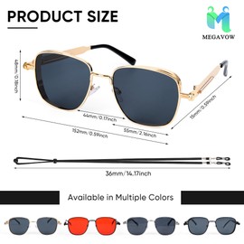 MEGAVOW Retro Steampunk Sunglasses for Men Women, Vintage Square Polarised Sun Glasses Metal Frame Punk Goggles With UV400 Protection Eyewear