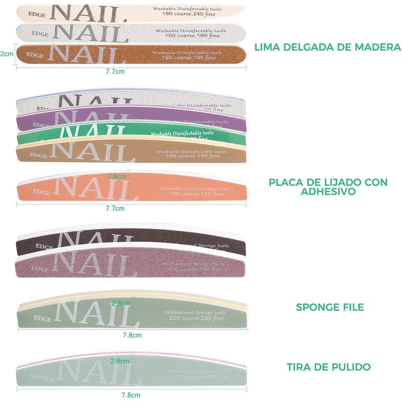 12 Piezas Limas para Uñas Lima de Uñas Kit de