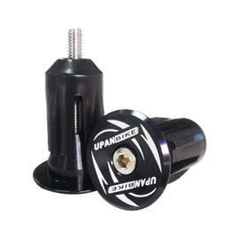 UPANBIKE Bike Handlebar End Plugs Aluminum Alloy Expanding Locking Bar End Caps for Mountain Bike,Road Bike,MTB BMX Fixie,Bar End for Bicycle Grips,1 Pair (Black-Style2)