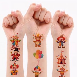 108 Pegatinas De Tatuajes Temporales De Payasos De Circo, Resistentes Al Agua, Para Adultos, Mujeres, Hombres, Manos, Muslos, Adolescentes, Profesores