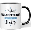 JUNIWORDS Tasse, Bester Jugendreferent, mit ganz viel Herz, Schwarz (6048835)