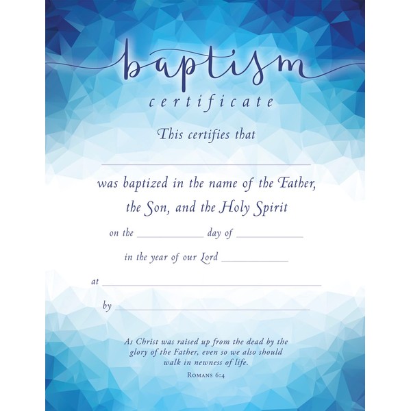 Certificates Baptism - Romans 6:4 (KJV) - 8.5 x 11"