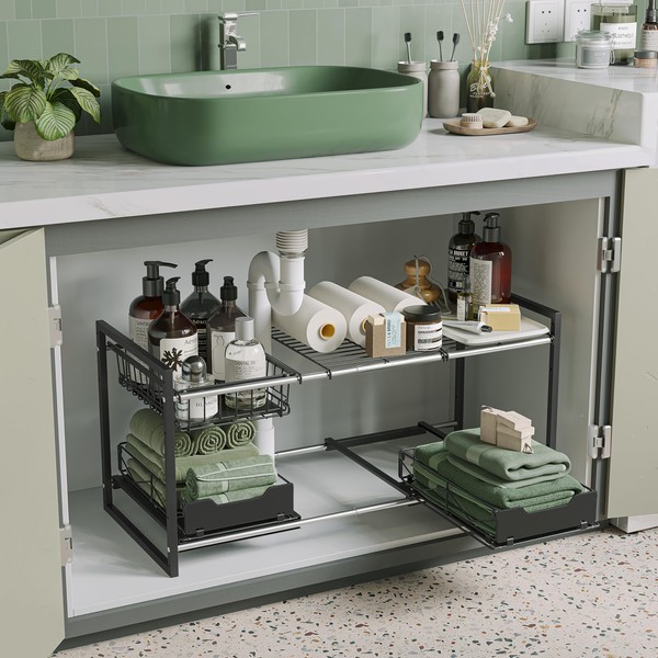 NETEL Under Sink Organizers and Storage,Kitchen Cabinet Organizer,2 Tier Under