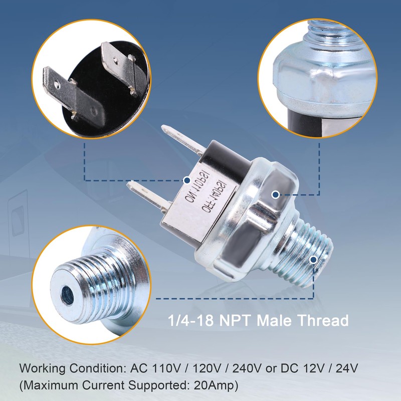 2 PCS Air Pressure Switch 110-140 PSI Tank Mount Thread