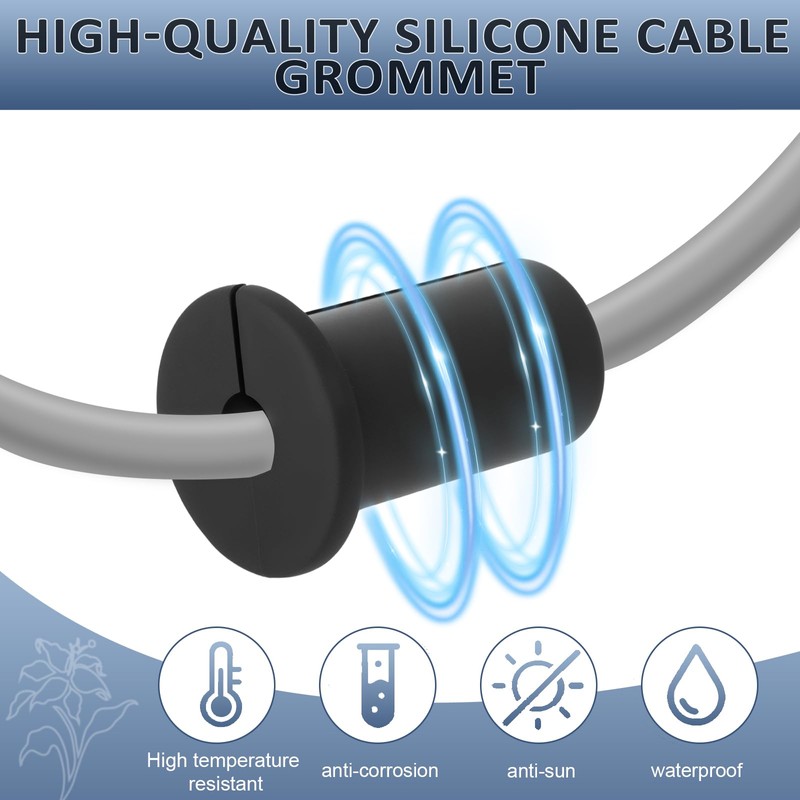 3/4" Starlink Cable Grommet, Waterproof Silicone, Black 2 Pack