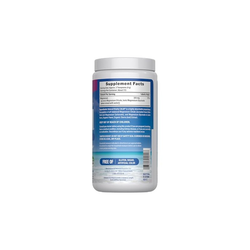 Natural Vitality Natural Calm Diet Supplement, Raspberry Lemon, 16 Ounce