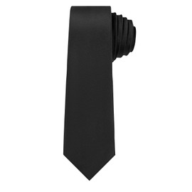 JUNMEISI Men's Ties Solid Pure Color 2.35" (6CM) Plain Slim Necktie Skinny Black Ties For Men, Black, Medium