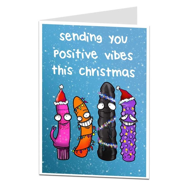 LimaLima Funny Christmas Card Sending You Positive Vibes