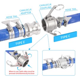 GUXGUY 1-1/4"（2pcs）Cam and Groove Hose Fitting (Type E), Coupler x 1-1/4" Multi Serrated Hose 1-1/4" Cam Lock Fitting External Serrated Hose Adapter Hose Shank Cam Lock Fitting Cam lock coupler DN32.