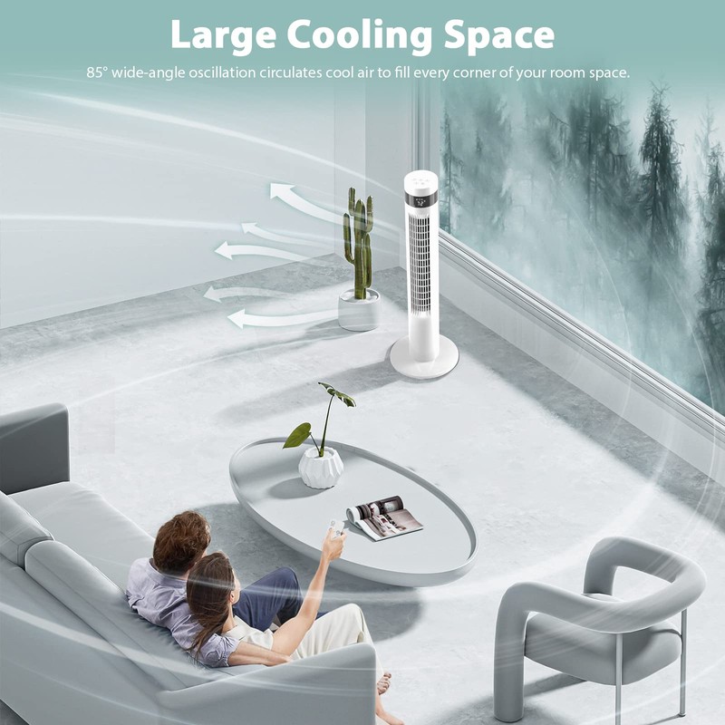 Antarctic Star Tower Fan Portable Floor Fans 85°Oscillating Fan 36''