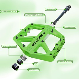 AEYINO MTB Pedals Flat Mountain Bike Pedals Road Bike Large Platform Nylon Non-Slip Pedal for Adult Bicycle Gravel Bike/Hybrid Bike 9/16"