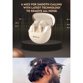 RINAN UK Wireless Earbuds, Bluetooth 5.4 Headphones In Ear with 6 ENC + ANC + Wind Noise Cancelling Mics, Bluetooth Earbuds Deep Bass Stereo Sound, 42H Playtime Wireless Earphones IPX7 Waterproof