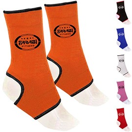 Farabi Sports Ankle Support Breathable Sprained Ankle Support for Ankle Injury, Ligament Damage, Joint Pain, Recovery, Sports, Anti Slip Ankle Compression Support Comes with Pair (Orange, S/M)
