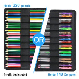 YOUSHARES Colored Pencil Case 220 Slots Pen Case Organizer With Handy Wrap & Zipper, Multilayer Holder for Prismacolor Colored Pencils & Gel Pen (Kitten)