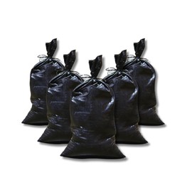 DURASACK Heavy Duty Sand Bags with Tie Strings Empty Woven Polypropylene Sand-Bags for Flood Control with 1600 Hours of UV Protection, 50 lbs Capacity, 14x26 inches, Black, Pack of 10