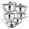 Daniks Classic 11-Piece Stainless Steel Cookware Set with Glass Lids,