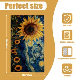 ANTJOO Starry Night Sunflower Flowers Hand Towels for Bathroom，Set of 2 Soft Absorbent Breathable Bath Hand Towel for Bathroom Kitchen Hotel Gym 28 x 14 in