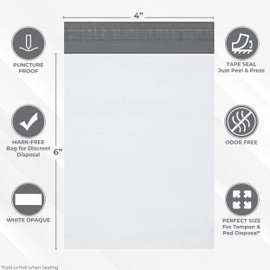 Trail Essentials Feminine Personal Disposal Seal Bags- 100 White Opaque Seal Bags for Sanitary, Discreet Disposal for Tampons, Pads, and Liners (Pink)