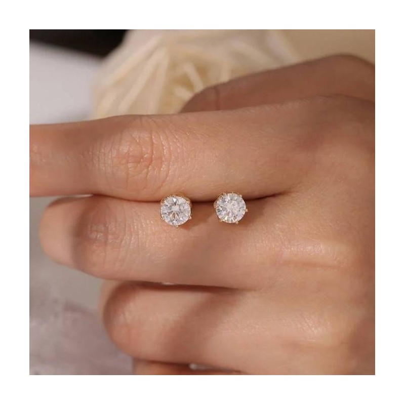 18K Moissanite Earrings Part 1 Rose Gold / 18K 모이사나이트