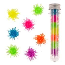 Glow in The Dark Window Runner - 7 Wall Crawlers in PET Tube, Glow in the Dark (Blue, Purple, Orange, Yellow, Green, Pink) - Sticky Creeblers, Anti-Stress Fidget, Heros for Children