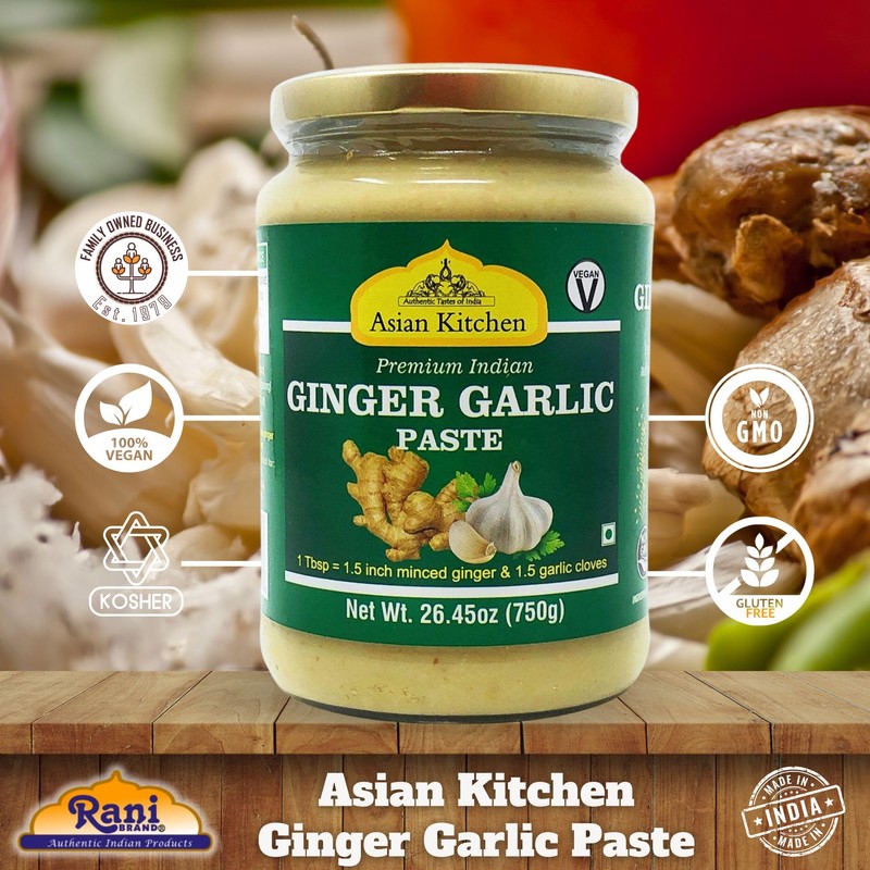 Asian Kitchen Ginger Garlic Cooking Paste 26.5oz (750g) Glass Jar,