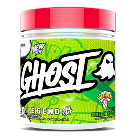 GHOST Legend All Out V2 Pre-Workout Powder, Warheads Sour Green Apple - 20 Porciones - Suplemento pre-entrenamiento para hombres y mujeres - Energía  