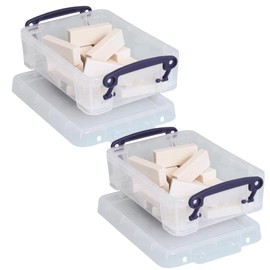 Generic Really Useful Plastic Storage Box 0.75 Litre Clear (Pack of 2), 833322